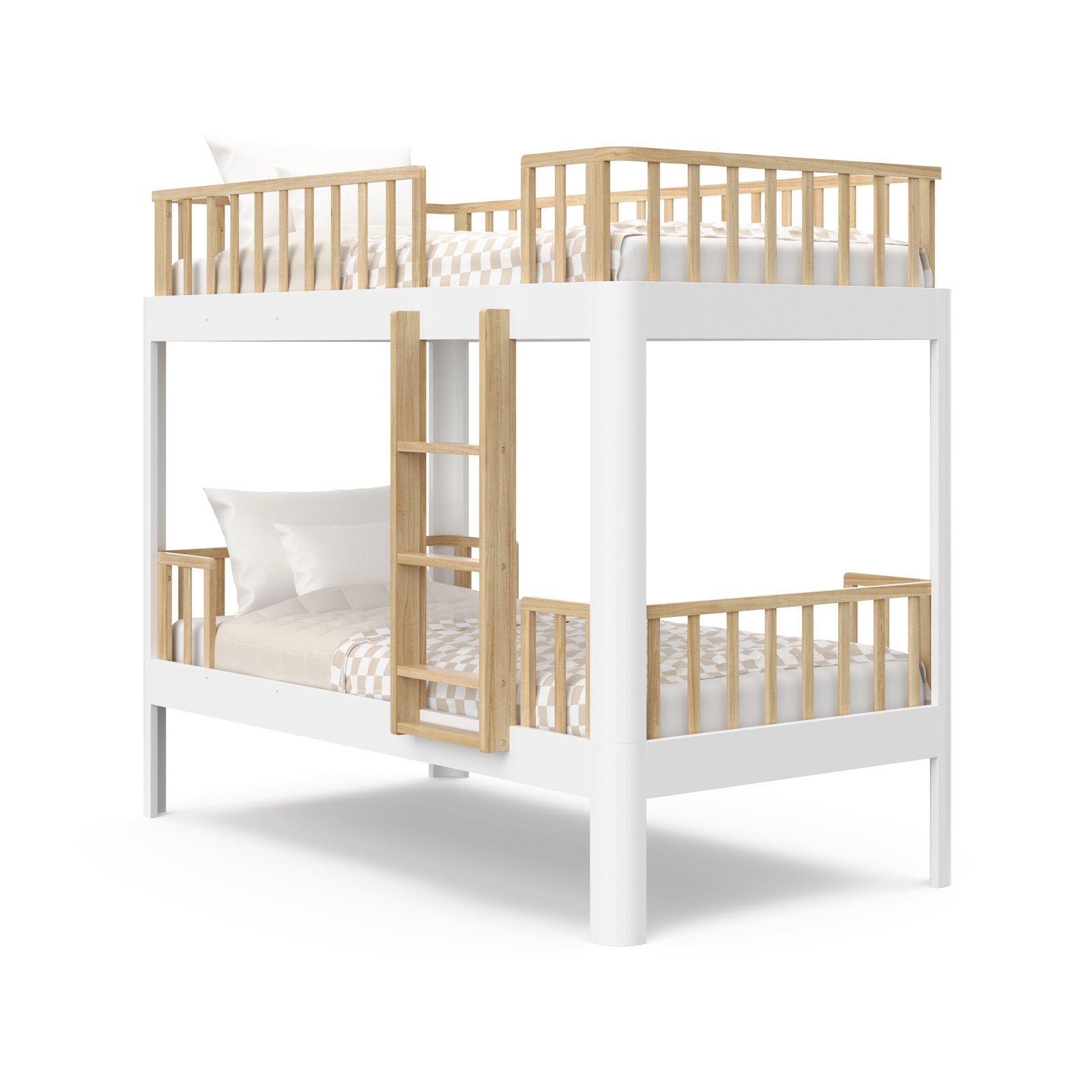 Santos Twin-Over-Twin Bunk Bed, White/Natural