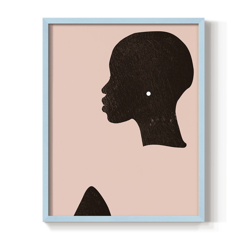«Pink Silhouette I», reproduction encadrée - bois massif, Bleu, H 10 po x l 8 po