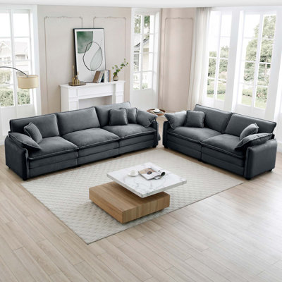 Family Sofa Set Deep Seat Sofa, Warm Sofa For Home Cinema And Living Room, One 2-Seater Sofa And One 3-Seater Sofa