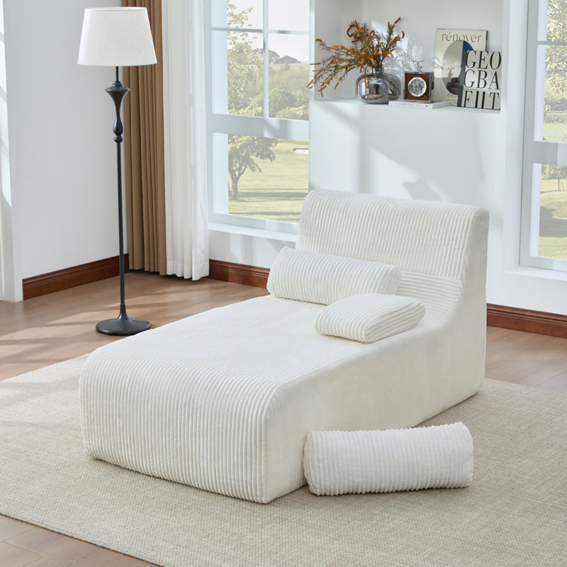 Canapé moderne sans méridienne 34,2 po, Beige, Velours côtelé beige