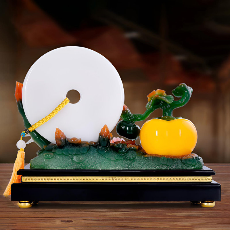 Sculpture délicate pie et persimmon en résine Fortune
