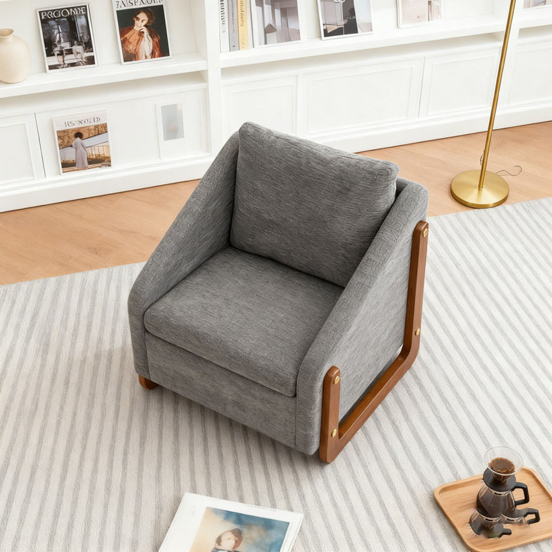 Fauteuil rembourré Chenille, Gris