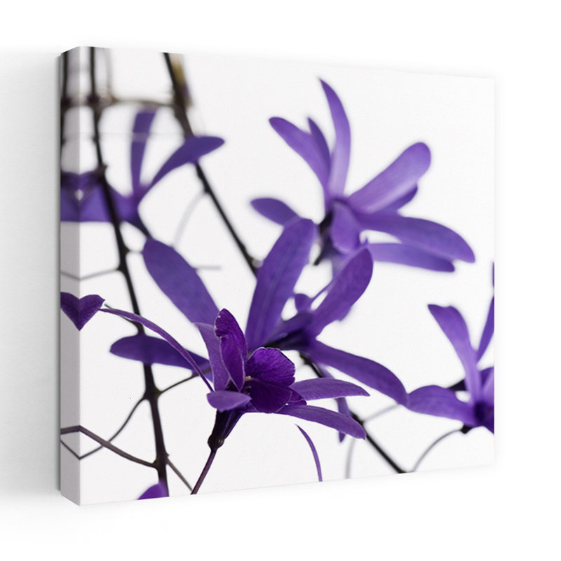 Art floral contemporain mauve, H 18 po x l 18 po