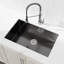 Évier de cuisine en acier inoxydable, cuve simple 30 po x 19 po, encastré à la main en noir, avec bonde et crochet standards américains