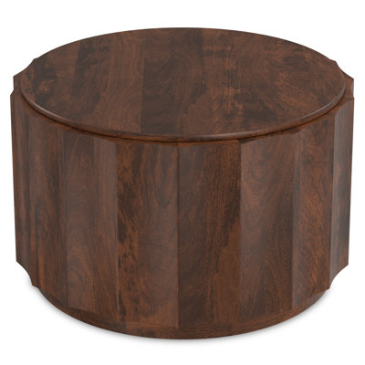 32" Brown Solid Wood Round Solid Coffee Table