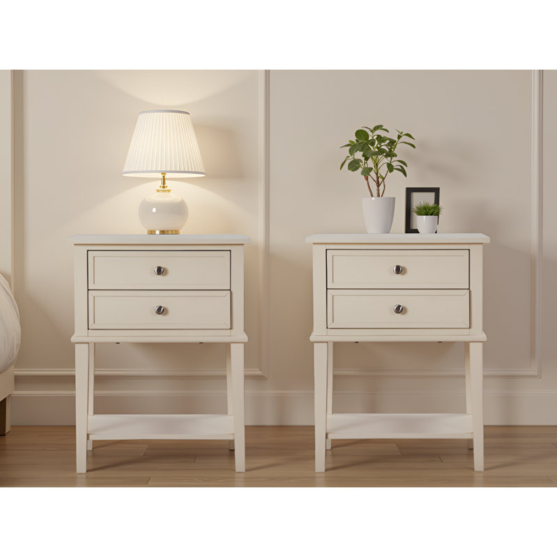 Zeist Beige Nightstand Set Of 2, Beige