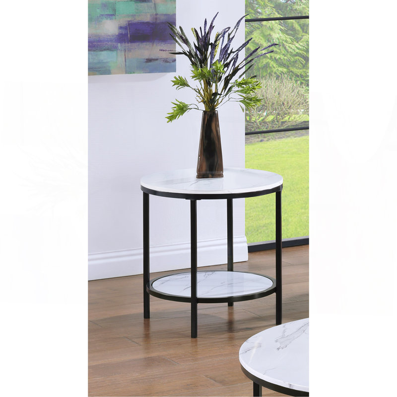 Table basse moderne en faux marbre 1Pc avec étagère de rangement