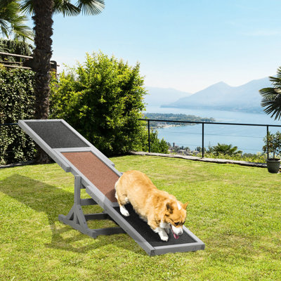 Gadget de croissance pour chien en bois massif - jusqu'à 110 lb chiens, L 72,83 po, coffre-fort pour l'exercice en bois gris