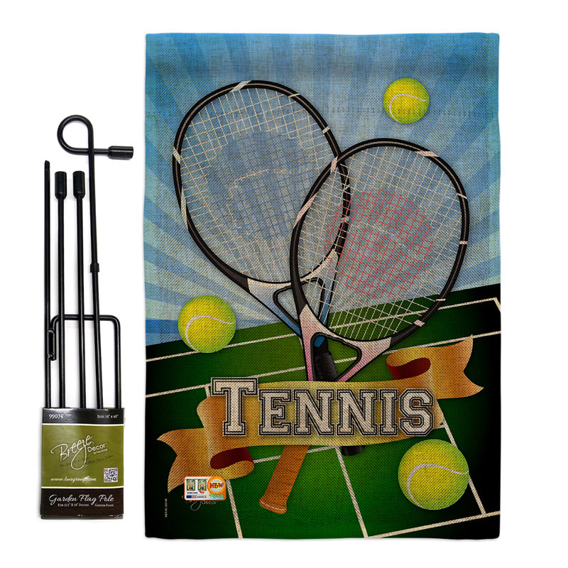 « tennis interets », impressions sportives en polyester de 2 côtés 18,5 x 13 po ensemble de drapeau, Vert pâle