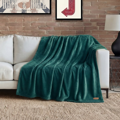 Lucky Brand Solid Plush Throw Blankets