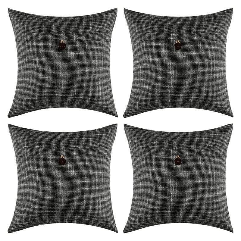 Housses de coussin rétro à un bouton, Noir
