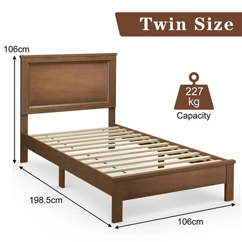Base de lit Algene, Simple, Noyer