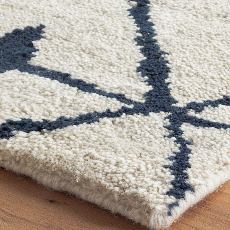 Kenitra Indigo Hand Knotted Wool Rug, Rectangle 2' x 3'