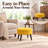 23" Round Velvet Upholstered Ottoman with Wooden Legs-249103920-142366648