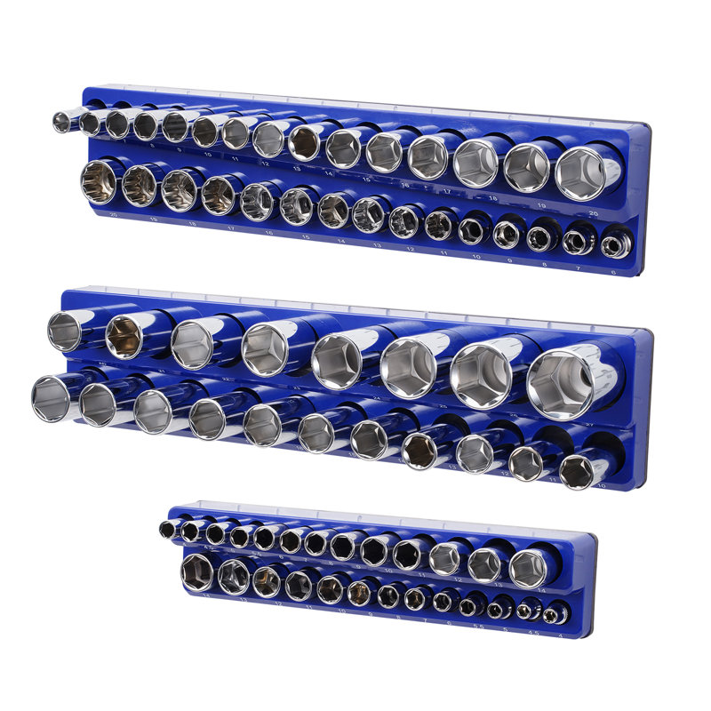 Magnetic Socket Organizer Set 3PCS Magnetic Socket Trays Blue for Metric