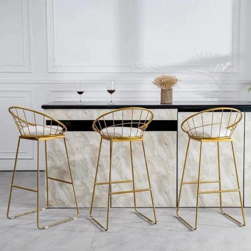 Kaly Counter Stool, Gold, White