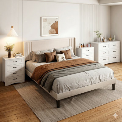 Ensemble de chambre à coucher 4 pièces Masad - Blanc - Grand