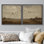«Birds Flying Across Open Meadow Country Field», reproduction d'art sur toile encadrée