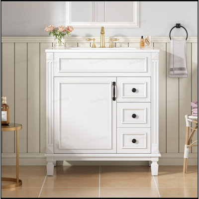 Meuble-lavabo 30 po avec lavabo en céramique et 2 tiroirs