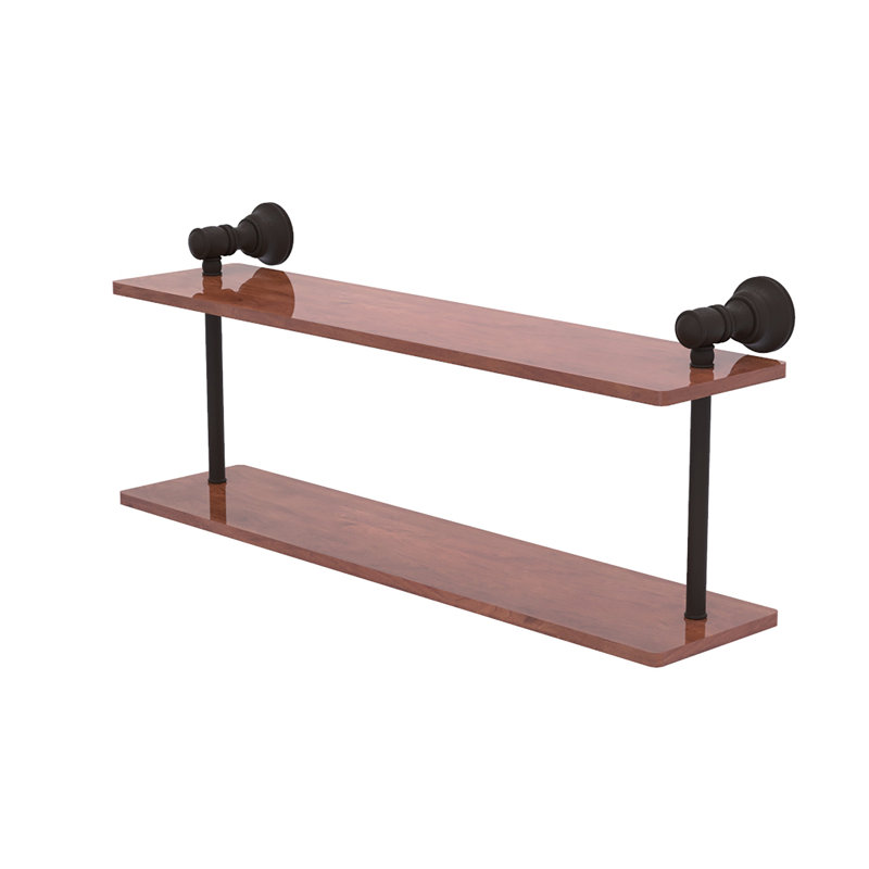 Tablette en bois massif 2 pièces avec barre à serviettes Freyja, H 5,6 po x l 22 po x P 9,2 po, Bronze huilé