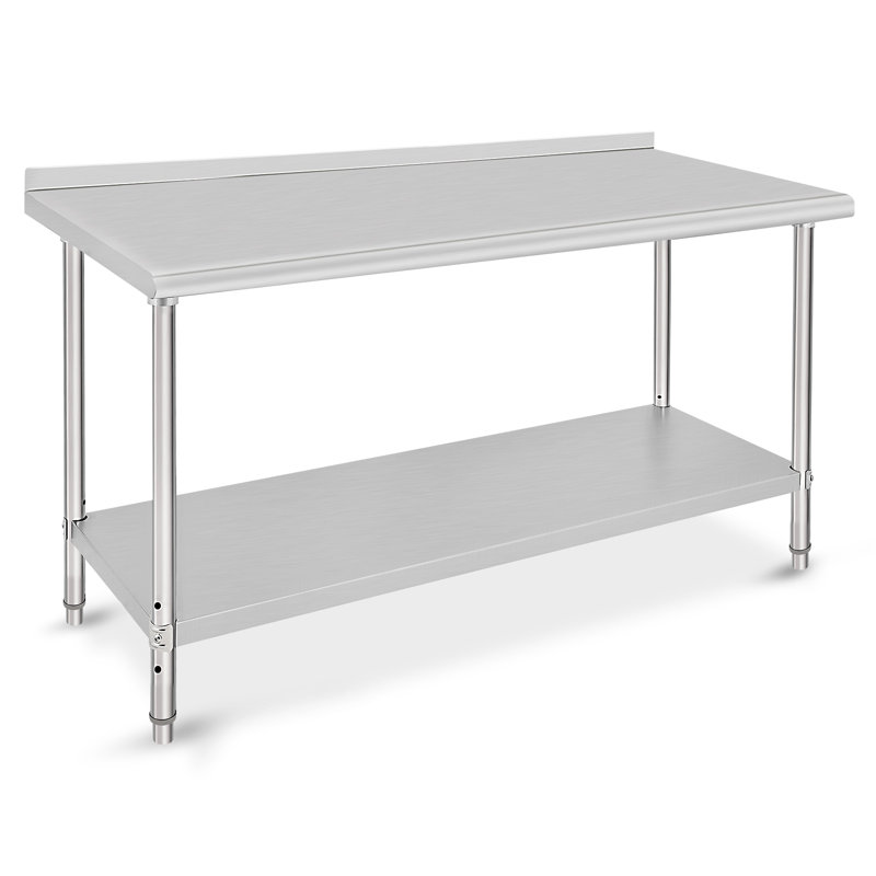 30 x 24 Inches Stainless Steel Table, Nsf Metal Prep Table with Adjustable Under Shelf and Wheels, Commercial Heavy Duty Worktable for Kitchen Restaurant Home Hotel