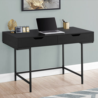 Computer Desk, Home Office, Laptop, Storage Drawers, 48"L, Work, Laminate, Black Metal, Contemporary, Modern (Desk)