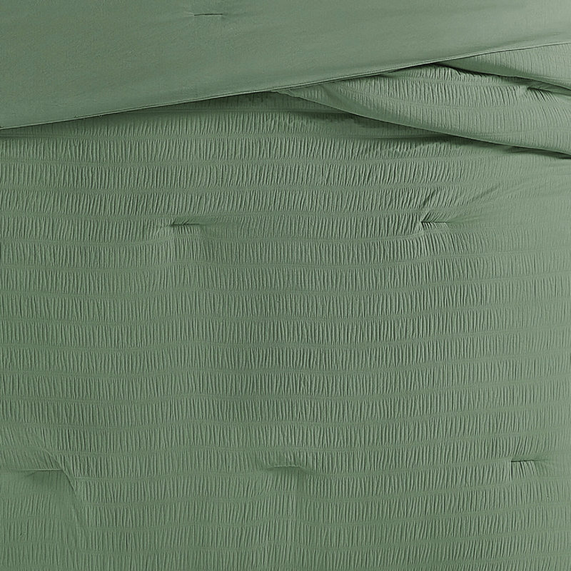 Ensemble d'édredon délavé froissé Trely Soft, Édredon pour lit simple TG + 1 taie décorative, Vert
