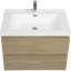 Meuble-lavabo flottant avec lavabo en résine, armoire de rangement murale, tiroirs à fermeture en douceur, finition chêne naturel