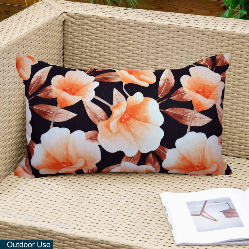 Coussin intérieur/extérieur Floral, Noir floral
