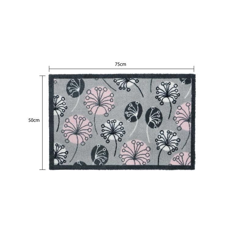 Non-Slip Floral Indoor Doormat, Rectangle 50cm W x 75cm L