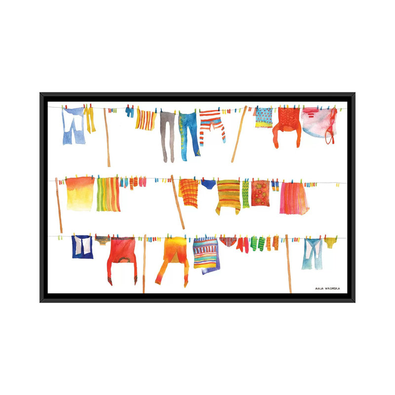 «Laundry» par Maja Wronska, impression sur toile, H 18 po x l 26 po x P 1,5 po, Toile avec cadre noir
