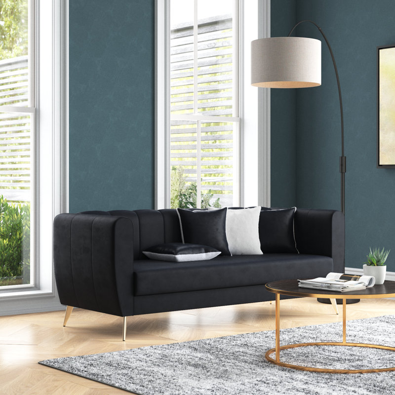 Palmieri 72'' Velvet Sofa, Black