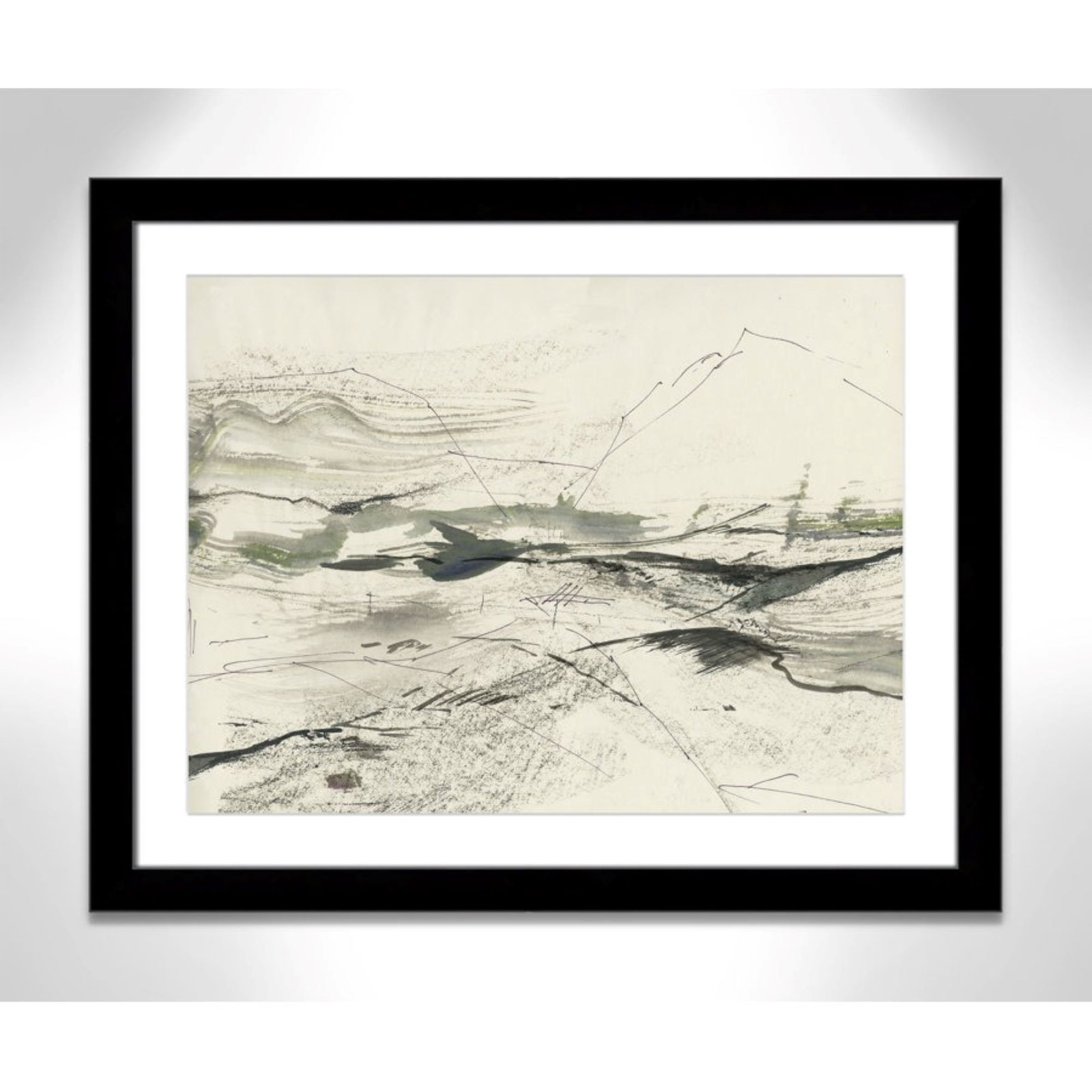 Green Sketches Print by PI Studio, 25" H x 31" W x 1.25" D, Black Cube Picture Framed, White