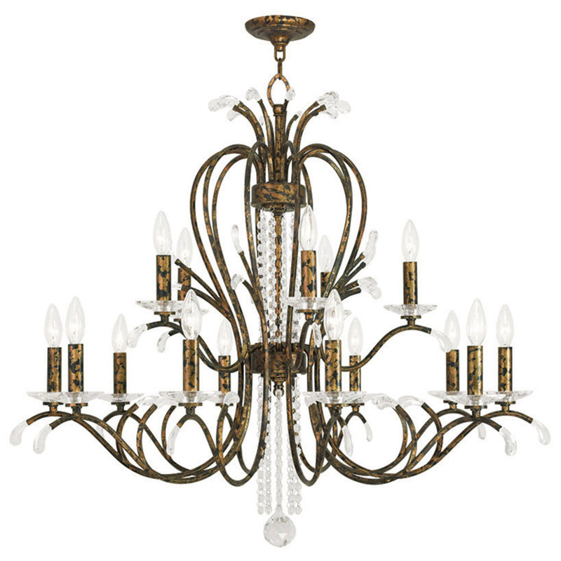 Lustre classique 15 lumières à abat-jour