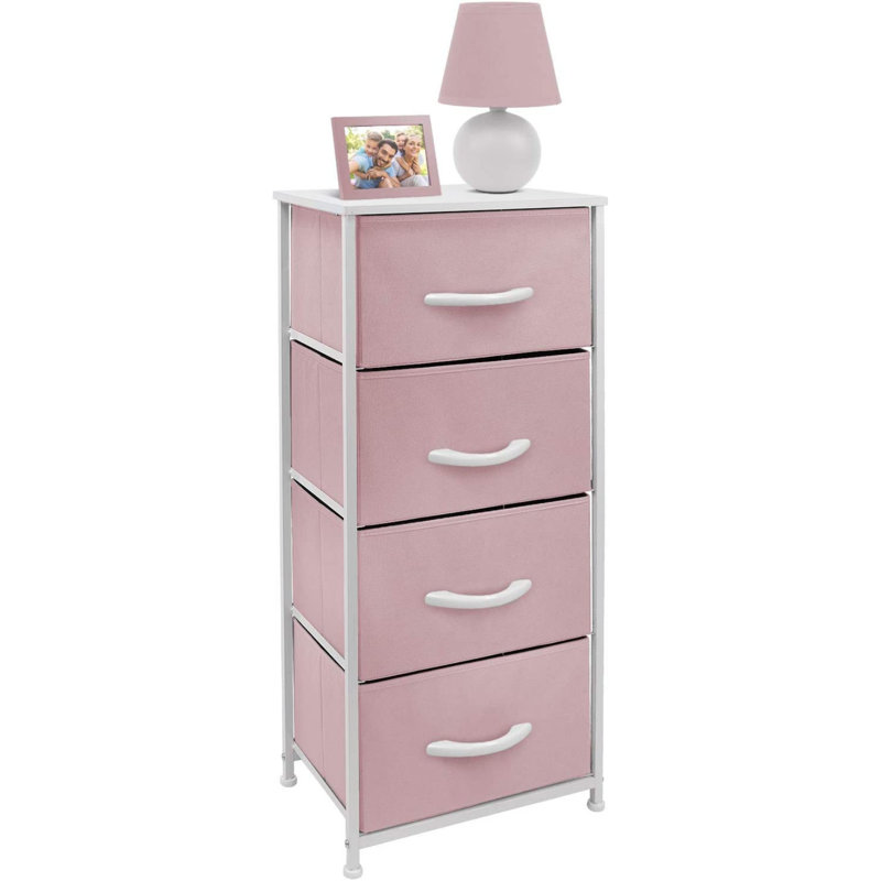 Commode 4 tiroirs - Aqua, Rose / blanc
