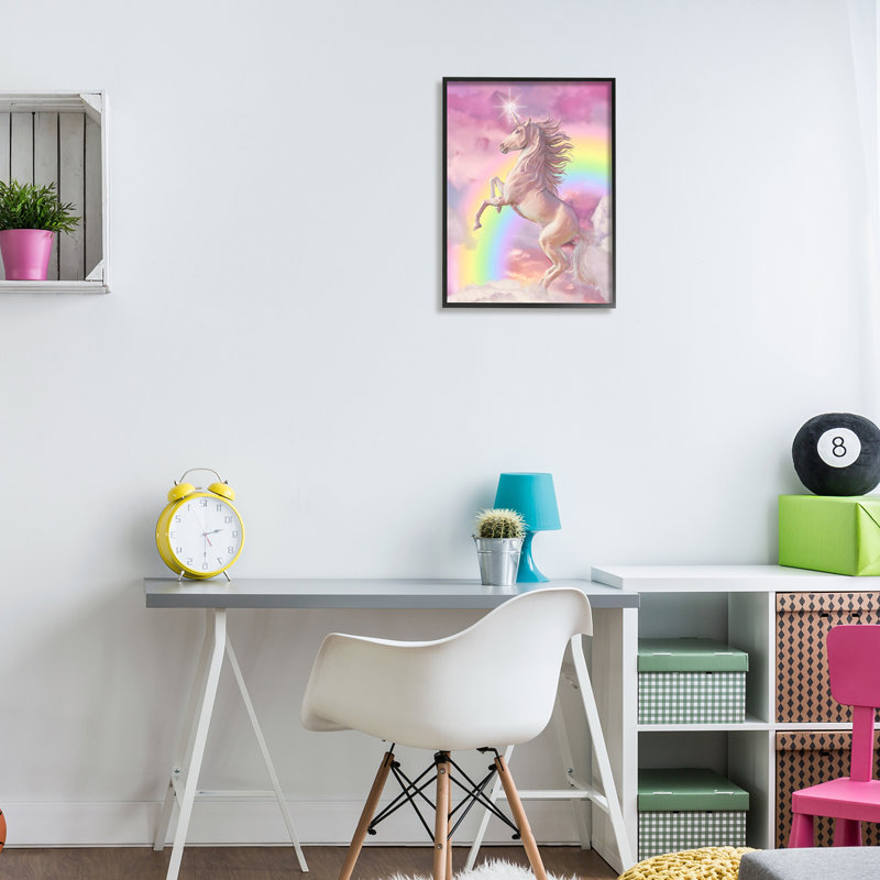 «Dazzling Unicorn Fluffy Pink Clouds Fantasy Rainbow» par Ziwei Li - impression, H 20 po x l 16 po