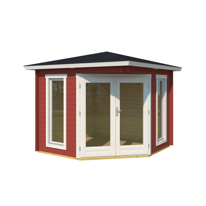 Lasita Oban Premium Corner Log Cabin With Tempered Double Glazing (40mm), OBAN 40 SWEDISH RED