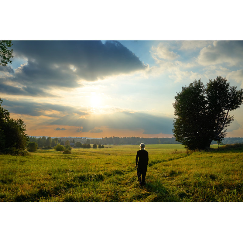 Man Fascinated by the Mystical Glow of the Sunset by Milos-Muller - Wrapped Canvas Photograph, 20cm H x 30cm W x 3.8cm D