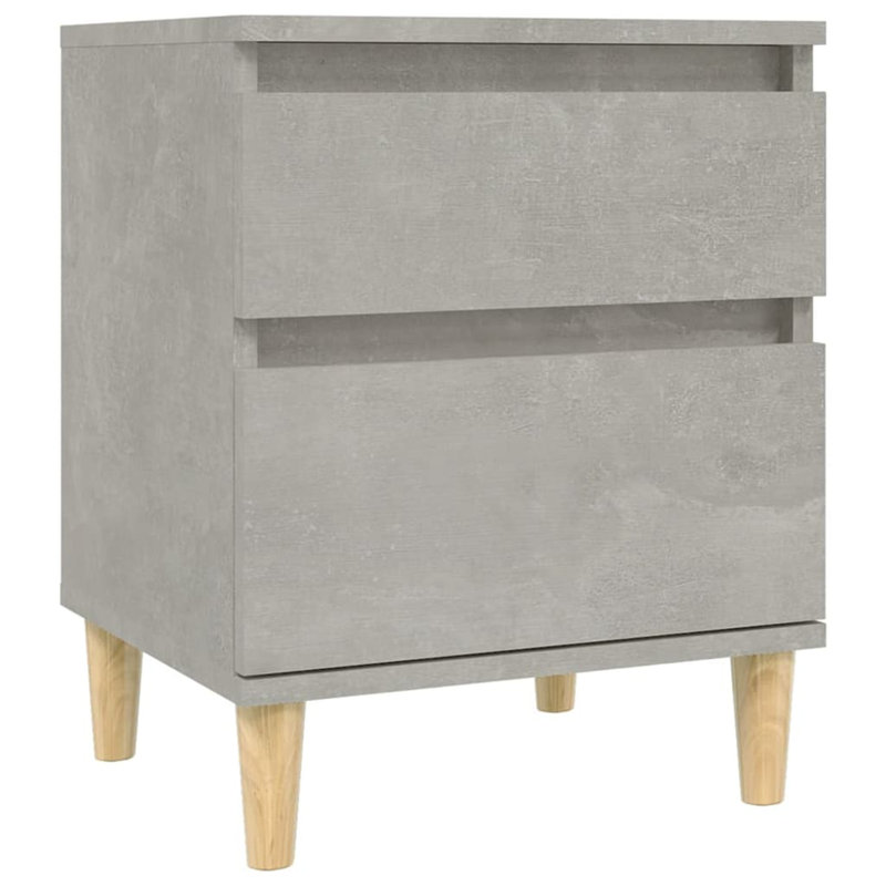 Elkins 40cm W Solid + Manufactured Wood Bedside Table, Concrete Grey, 1