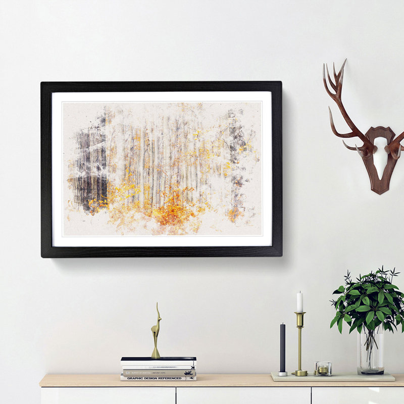 Orange Forest - Framed Print, 62cm H x 87cm W x 2cm D, Black Framed