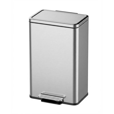 Hands-Free Foot Pedal 13 Gallon Kitchen Trash Can – Stainless Steel Step Bin – Soft-Close Lid – Removable Inner Bucket – Anti-Fingerprint – Space-Saving Design for Home, Office, or Living