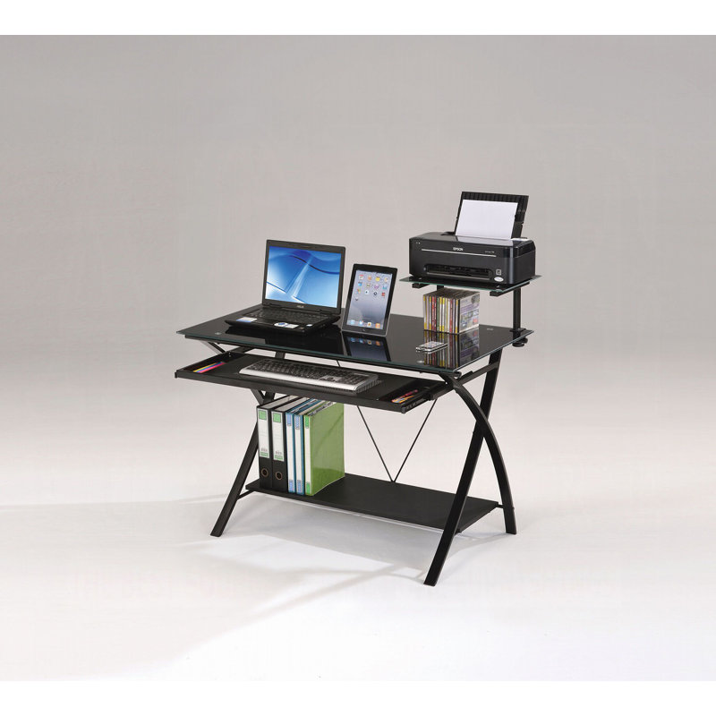 43" Groh Black Glass Computer Desk