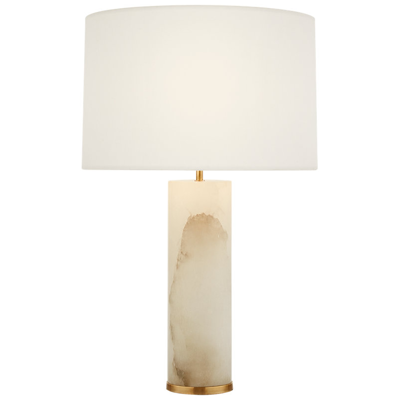 Lineham Cordless Table Lamp in Alabaster with Linen Shade