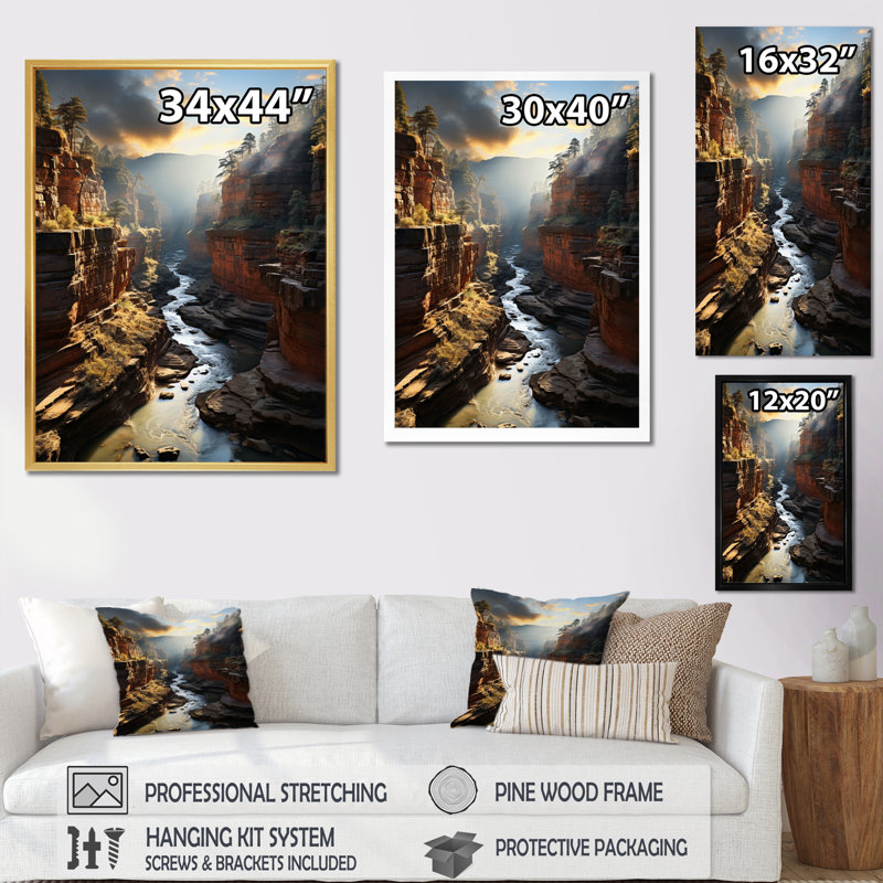 Photographie d'un canyon - Étreinte éternelle II - reproduction, H 20 po x l 12 po x P 1 po, Cadre flottant blanc