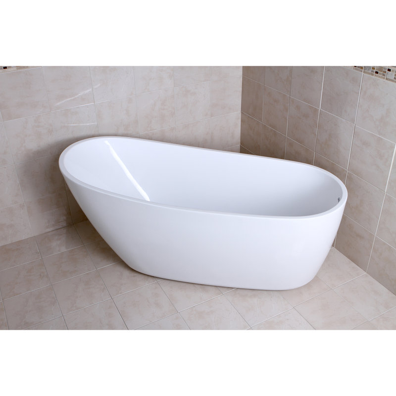 White Acrylic Oval Freestanding Slipper Bathtub