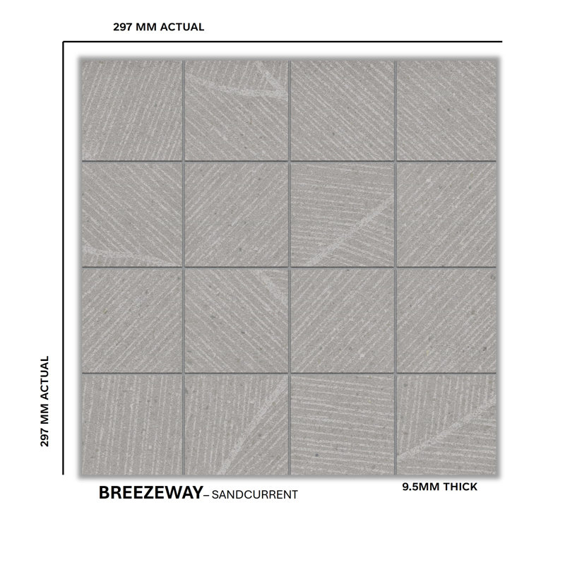 Breeze Way 3" X 3" Porcelain Tile Mosaic Sheet, Sandcurrent