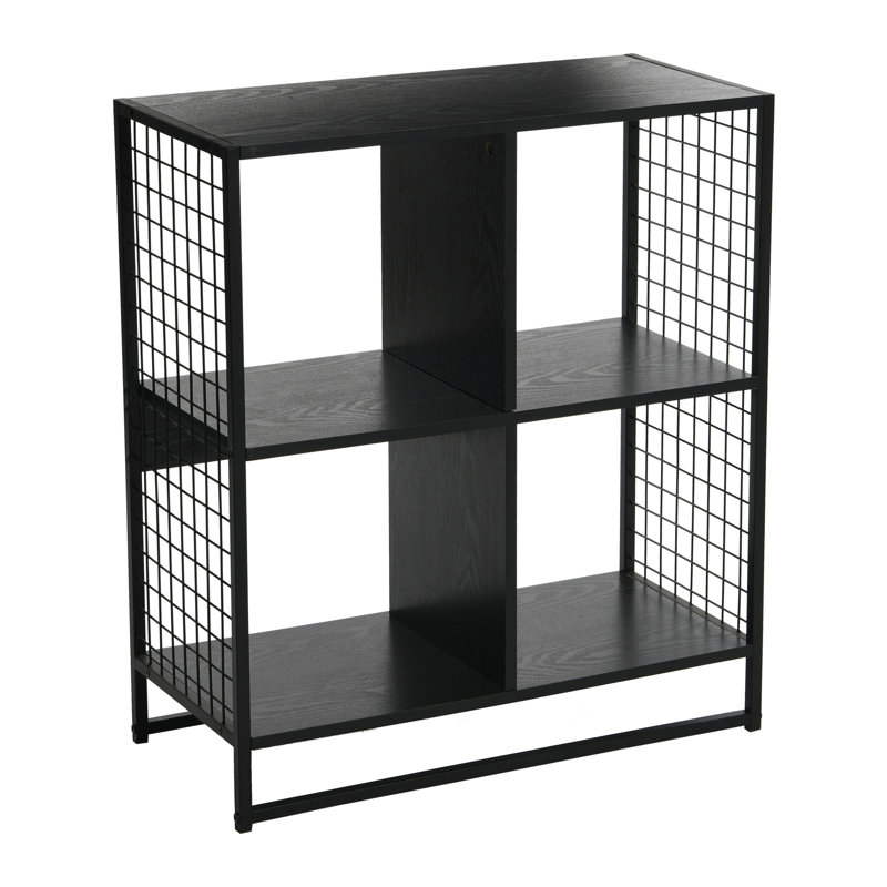 Black Oak & Iron 4-Cube Display Shelf, Black Oak
