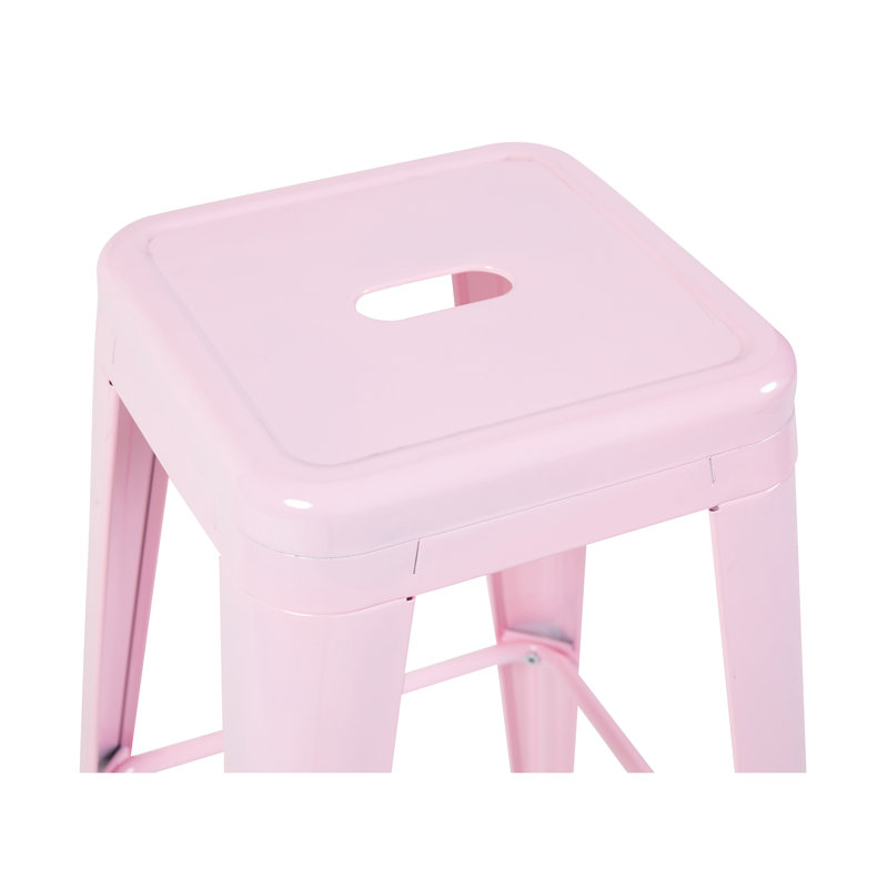 Tabourets de bar en métal rose sans dossier, hauteur de comptoir 76 cm (30 pouces), ensemble de 4, pour îlot de cuisine ou salle à manger - Matériau imperméable, montage rapide, peu encombrant, sans outils, design