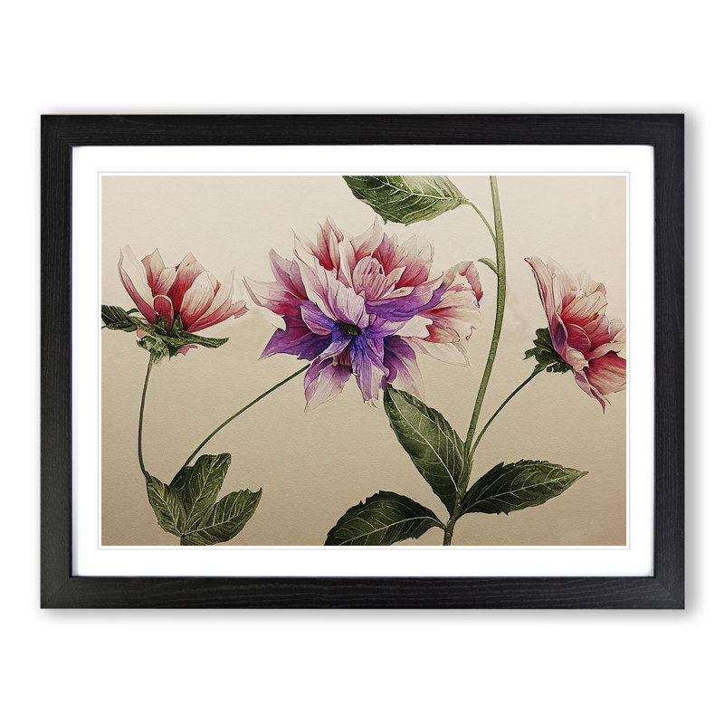 XH1022-9838X Flowers - Single Picture Frame Print, Black Framed, 46cm H x 64cm W x 2cm D