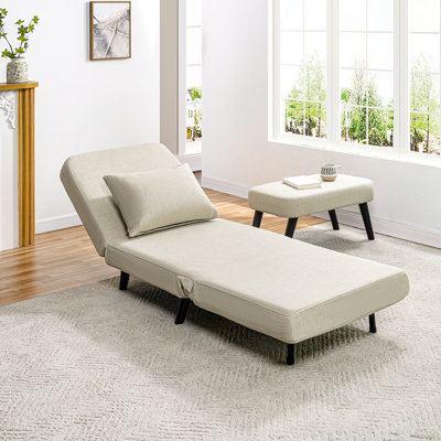 Lit convertible 3 en 1 avec un matériau en lin doux, - réglage de l'angle et coussin amovible, pour un salon, un décor beige,